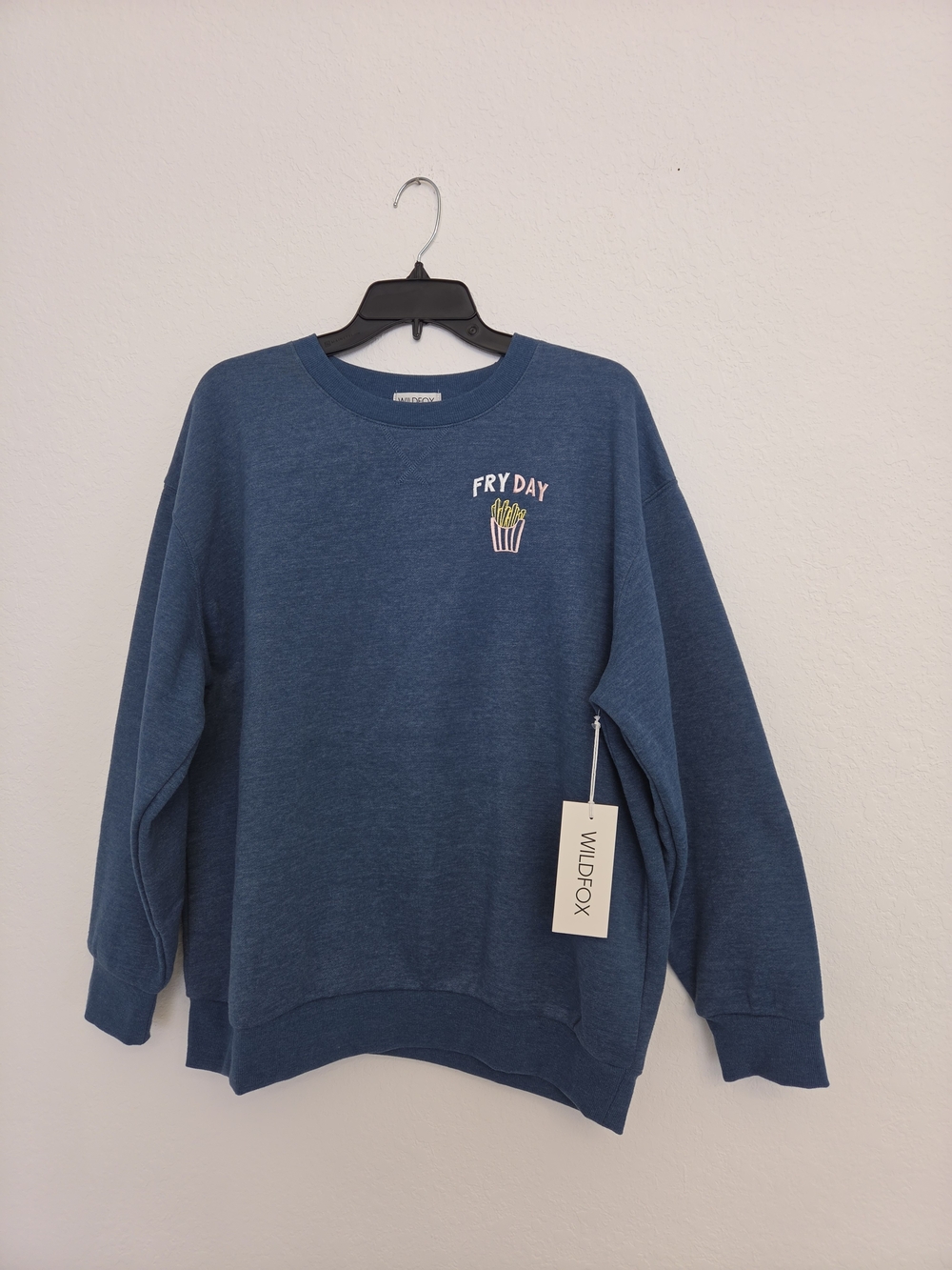 Wildfox Men’s Blue 'Fry Day' Crewneck Sweater